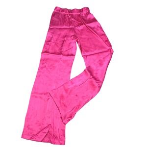 Ipekyol‎ Hot Pink Satin Wide Leg Pants Trousers Womens Luxe Glam Bold Night Out